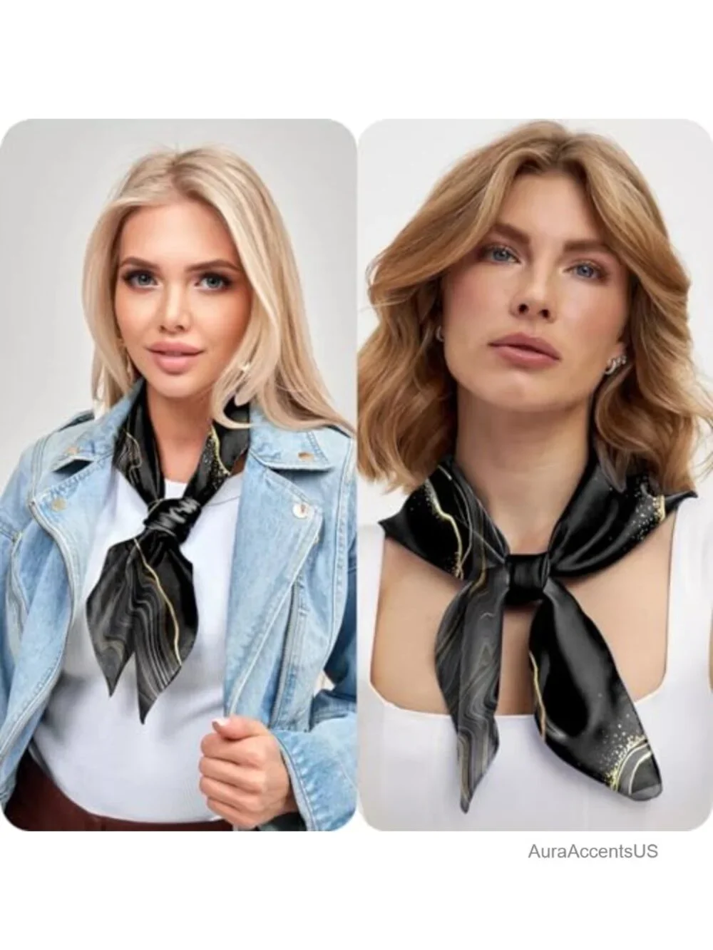 27.5 in Square Satin Scarf - Fashion Head Wrap Hair Bandana - Soft Lightweight
